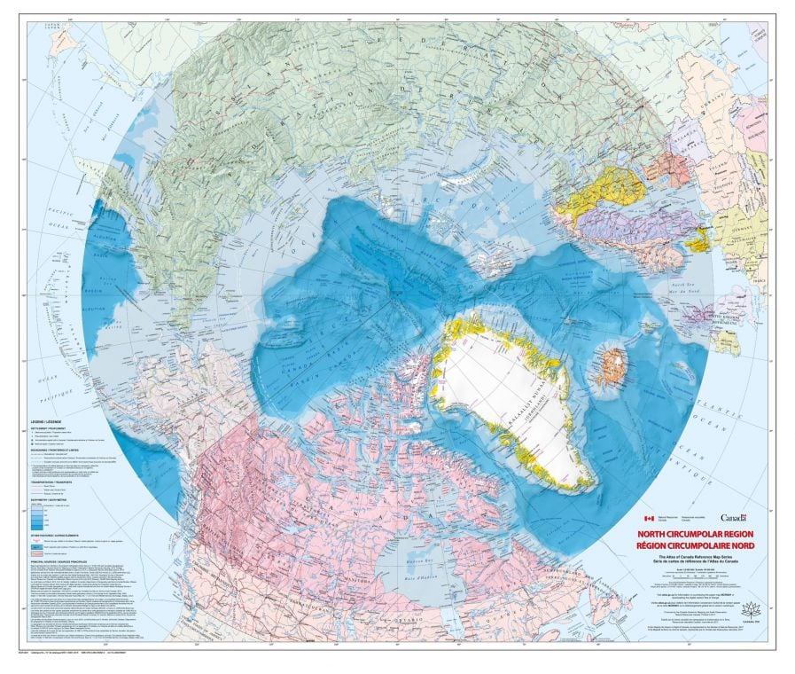 North Circumpolar Region Wall Map Bilingual Atlas Of Canada