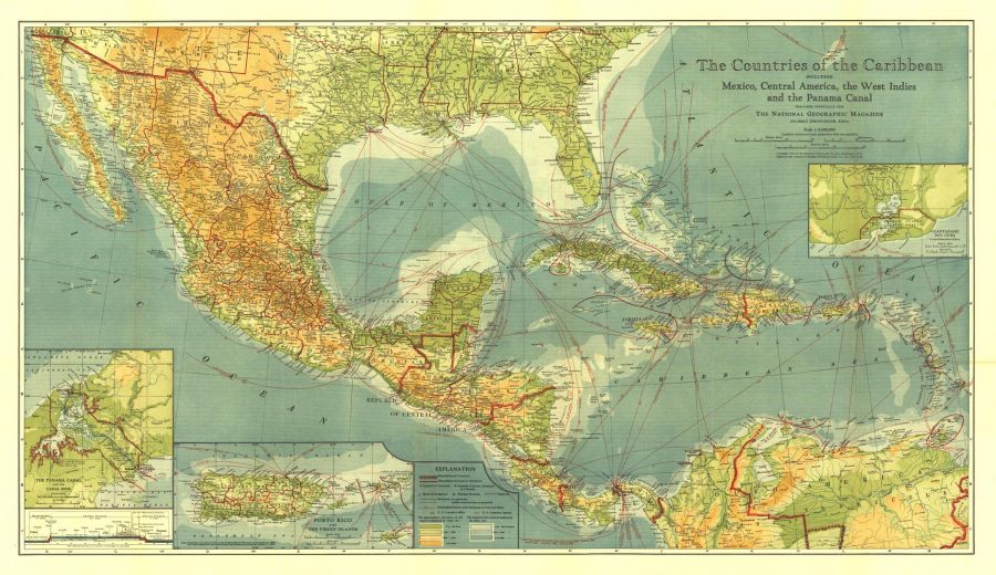 Countries Of The Caribbean Published 1922 Map