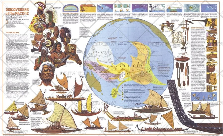 Discoverers Of The Pacific Published 1974 Map