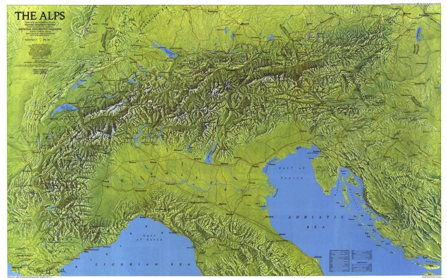 The Alps Published 1985 Map