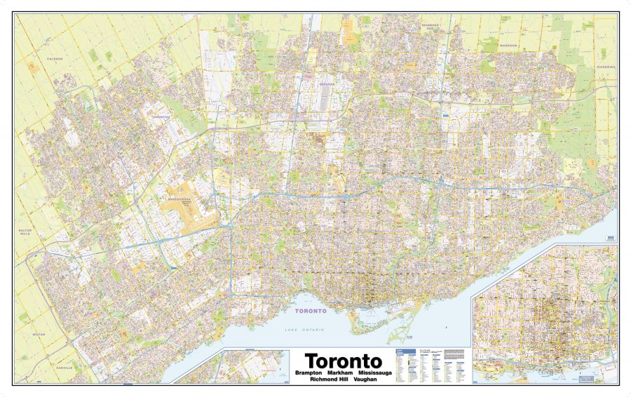 Greater Toronto Wall Map Street Detail Extra Large