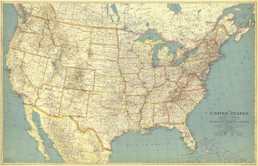 United States Of America Published 1933 Map
