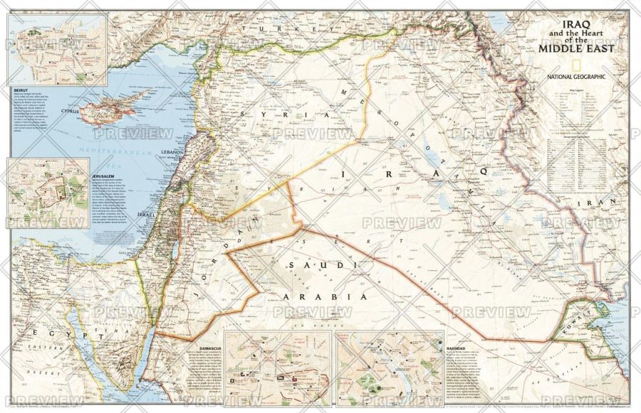Iraq And The Heart Of The Middle East Published 2003 Map