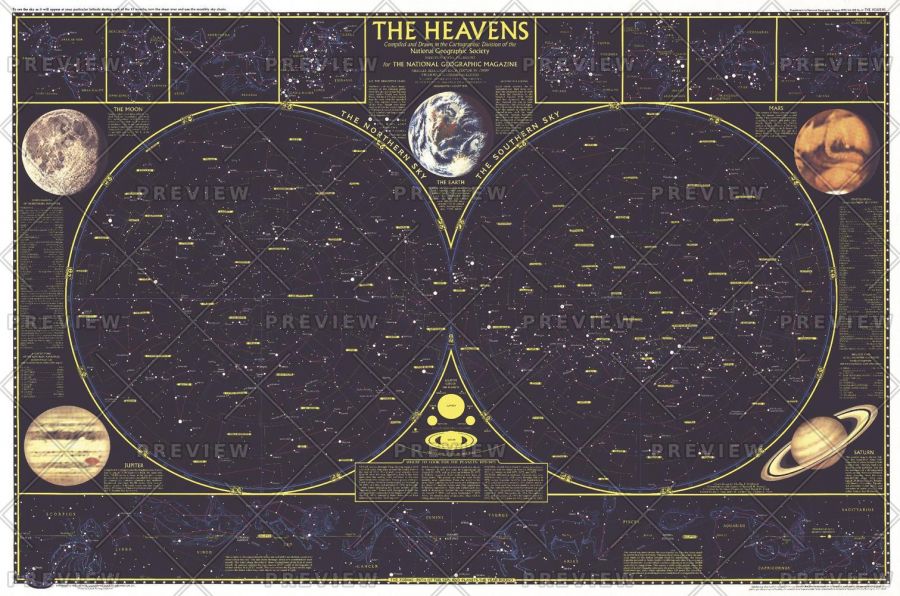 Heavens Published 1970 Map