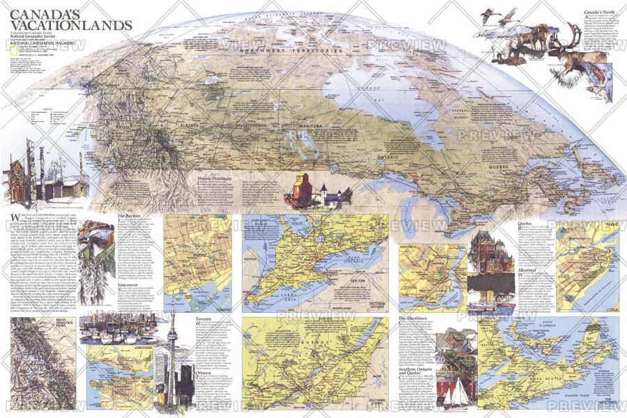 Canada Vacationlands Published 1985 Map