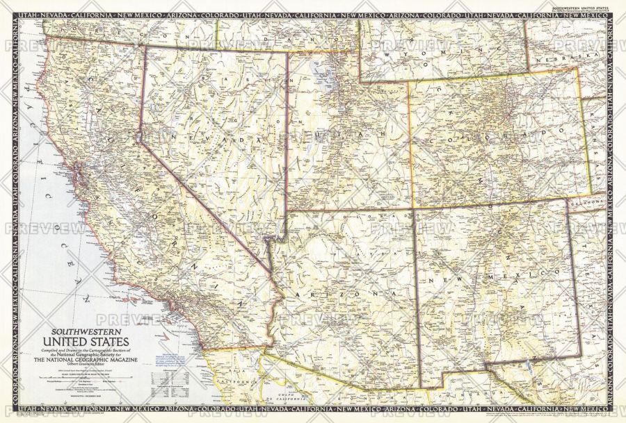Southwestern United States Published 1948 Map