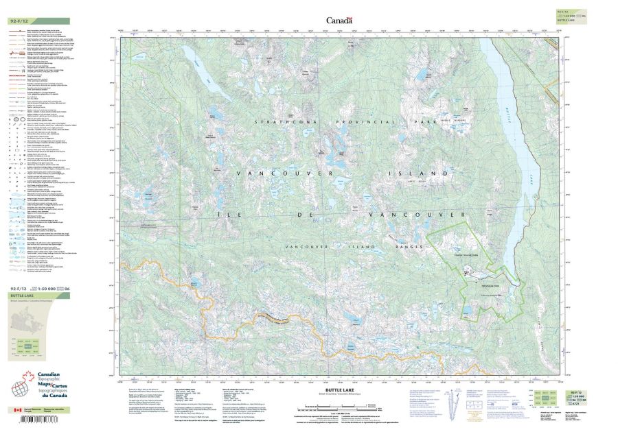 Buttle Lake - 92 F/12 - British Columbia Map