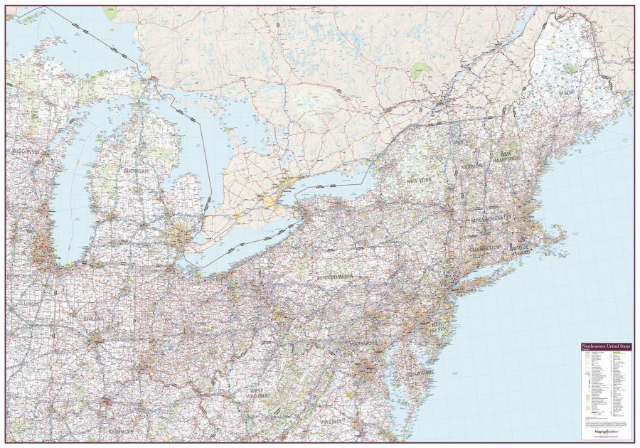 Northeastern United States Wall Map