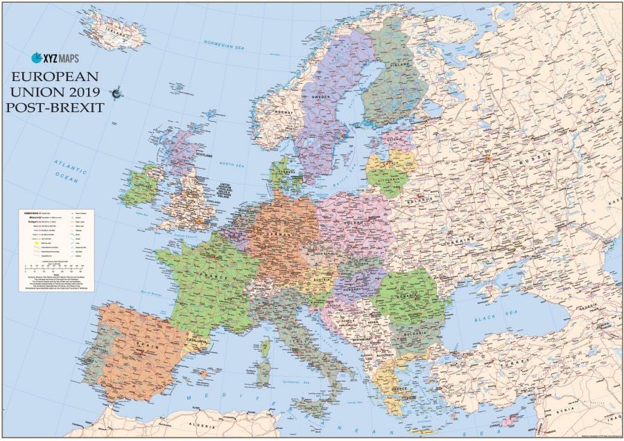 Scottish Catalan European Union 2019 Post Brexit Wall Map