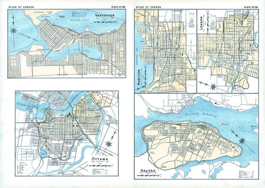 Vancouver Ottawa Hamilton London Halifax 1906 Map