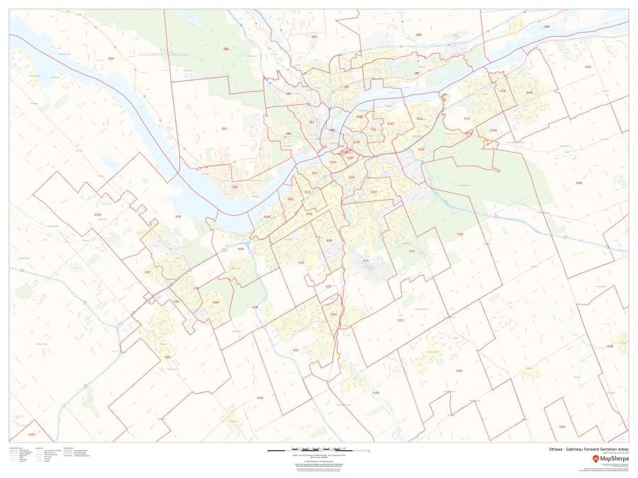 Ottawa Gatineau Postal Code Forward Sortation Areas Map
