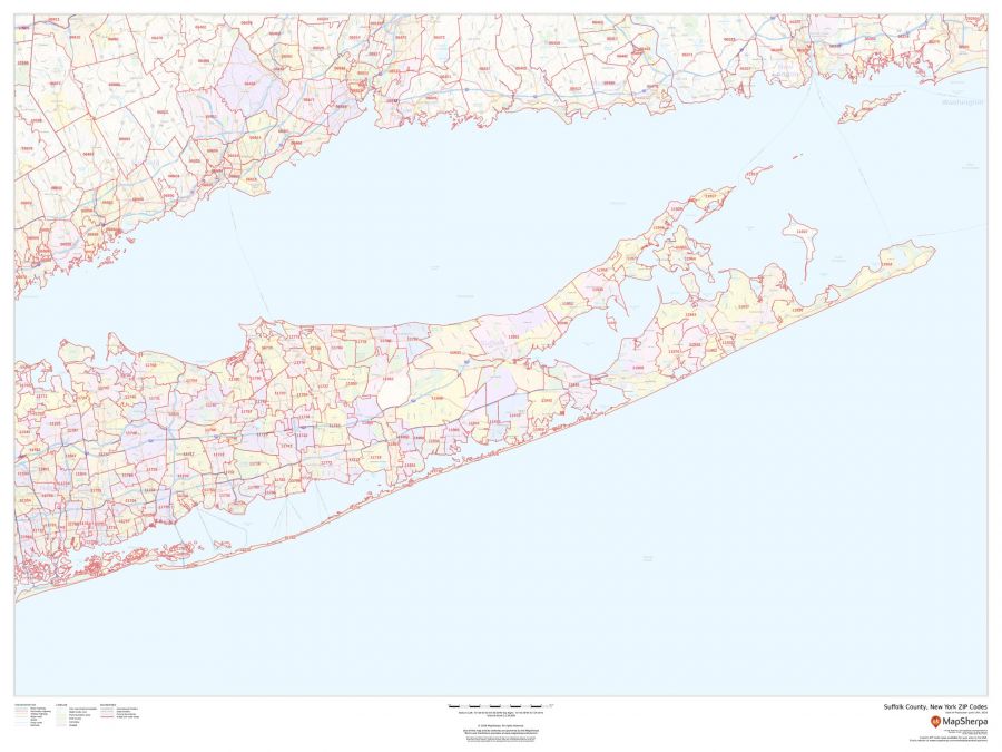 Suffolk County New York Zip Codes Map