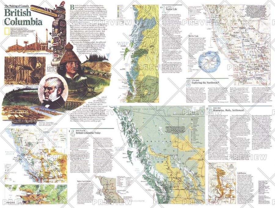 Making Of Canada British Columbia Theme Published 1992 Map
