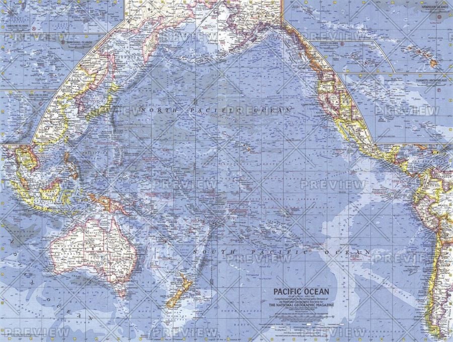Pacific Islands Published 1962 Map