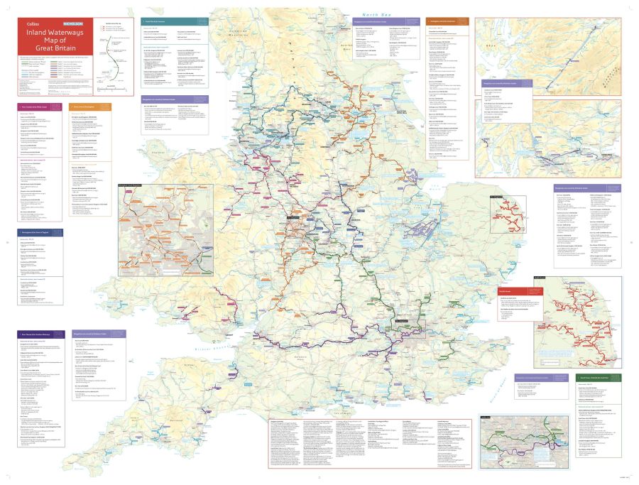 Collins Nicholson Waterways Map of Great Britain Map