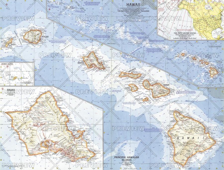 Hawaii Published 1960 Map