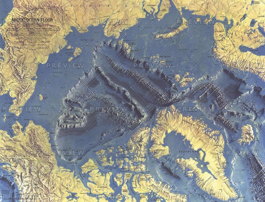 Arctic Ocean Floor Published 1971 Map