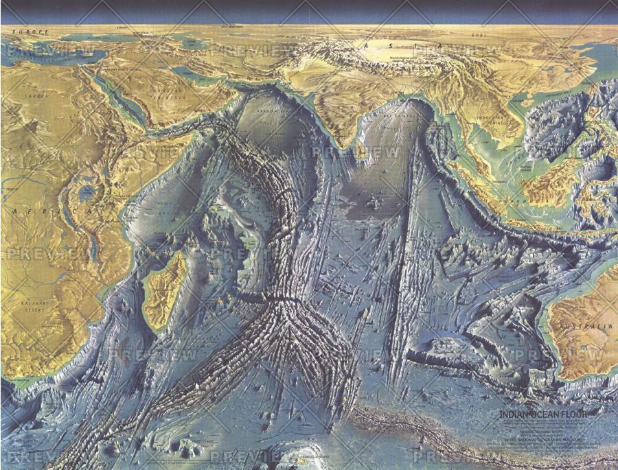 Indian Ocean Floor Published 1967 Map