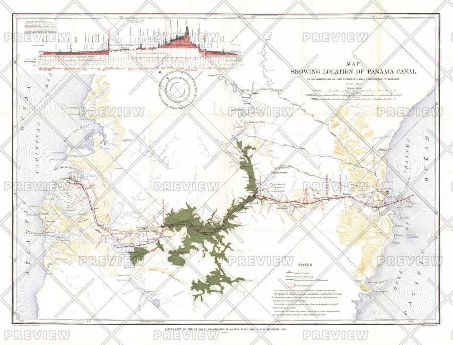 Map Showing Location Of Panama Canal 1899 1902 Published 1905