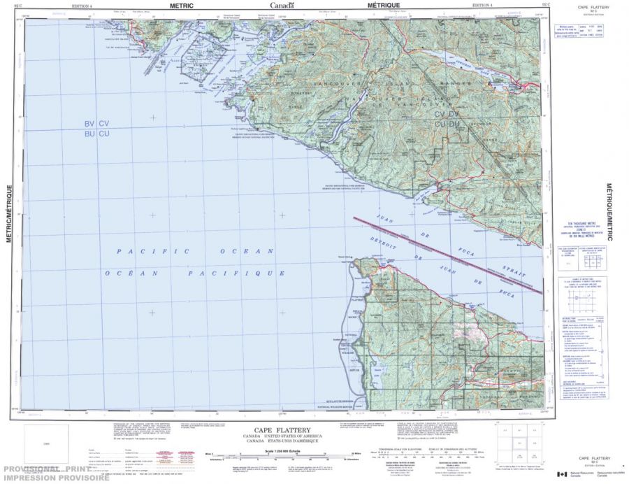 Cape Flattery - 92 C - British Columbia Map
