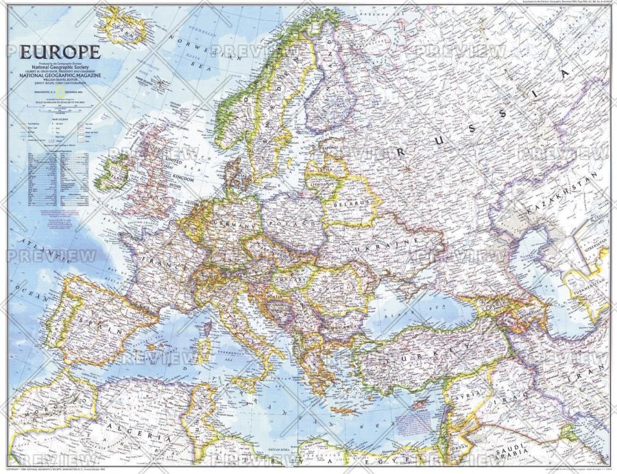 Europe Published 1992 Map