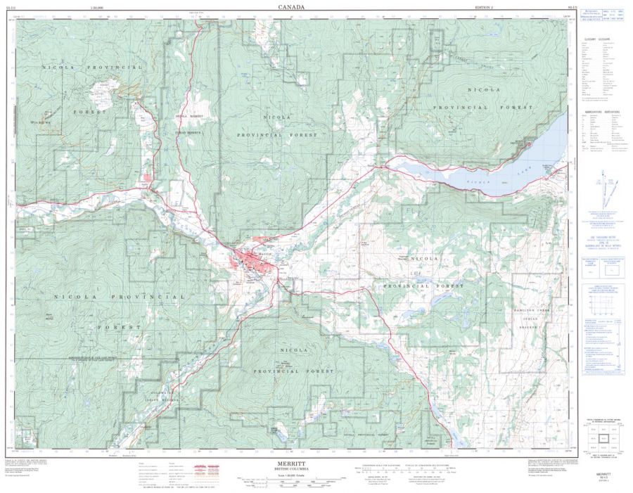 Merrit - 92 I/2 - British Columbia Map