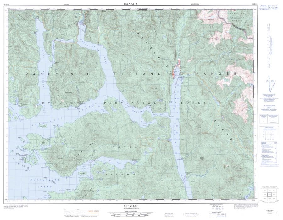 Zeballos - 92 E/15 - British Columbia Map