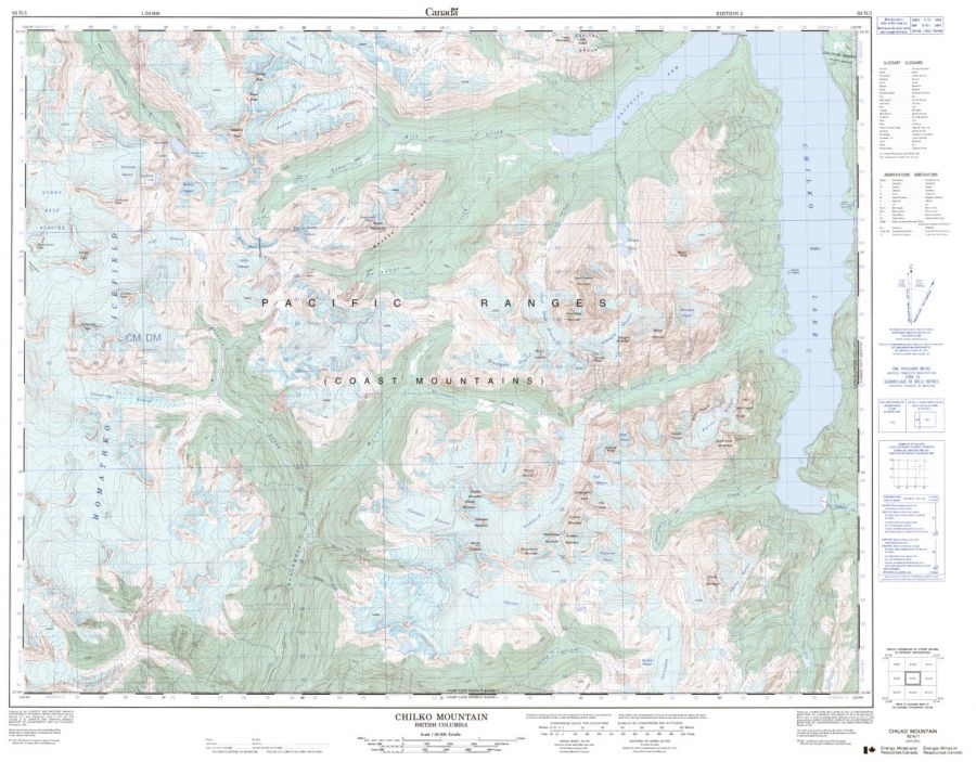 Chilko Mountain - 92 N/1 - British Columbia Map