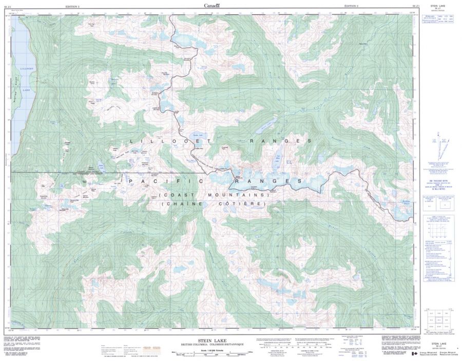 Stein Lake - 92 J/1 - British Columbia Map