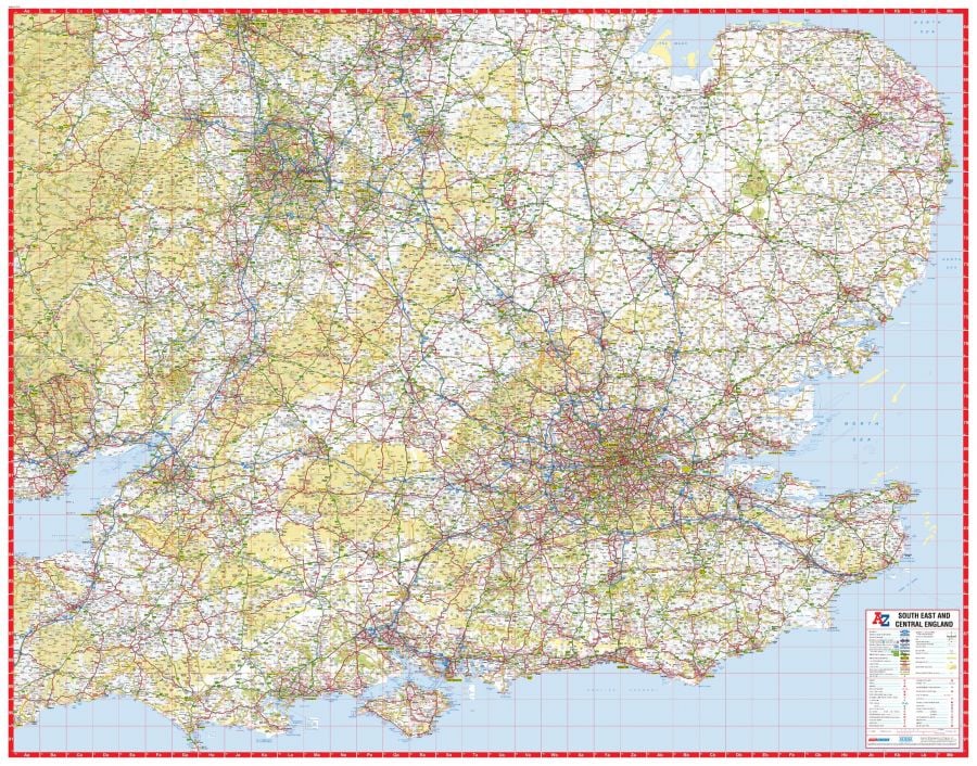 A-Z South East and Central England Road Map