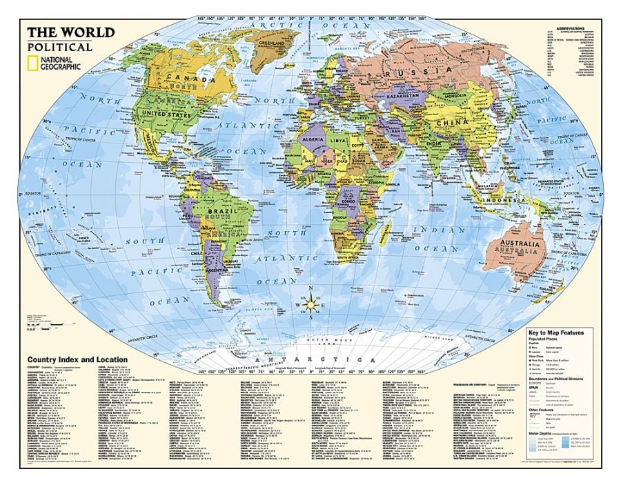 Kids Political World Education Grades 4 12 Map