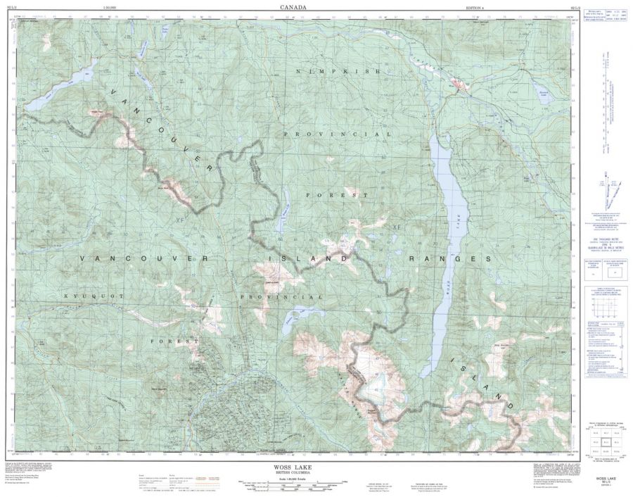 Woss Lake - 92 L/2 - British Columbia Map