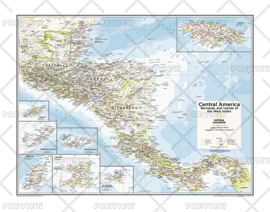Central America Bermuda And Islands Of The West Indies Atlas Of The World 10Th Edition Map