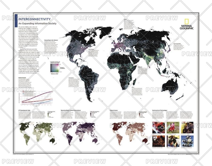 Interconnectivity An Expanding Information Society Atlas Of The World 10Th Edition Map