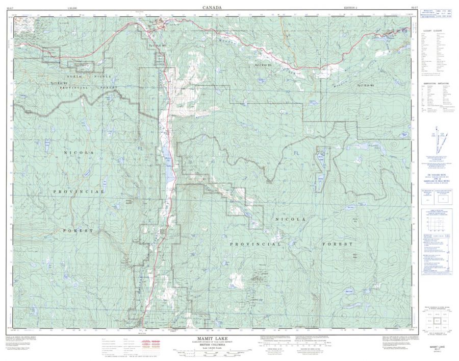 Mamit Lake - 92 I/7 - British Columbia Map