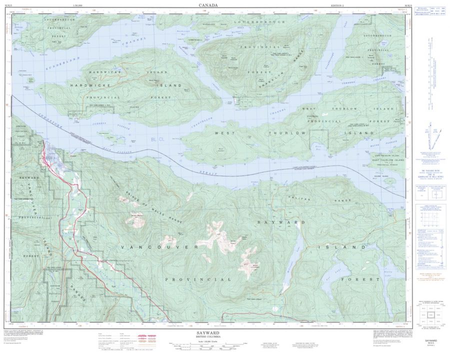Sayward - 92 K/5 - British Columbia Map