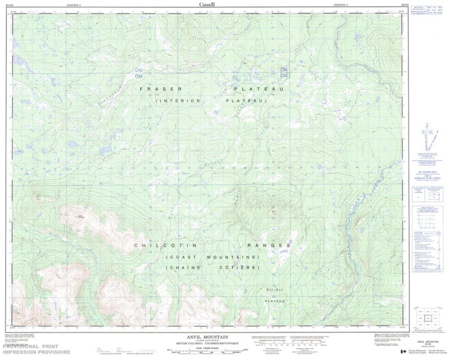 Anvil Mountain - 92 O/6 - British Columbia Map