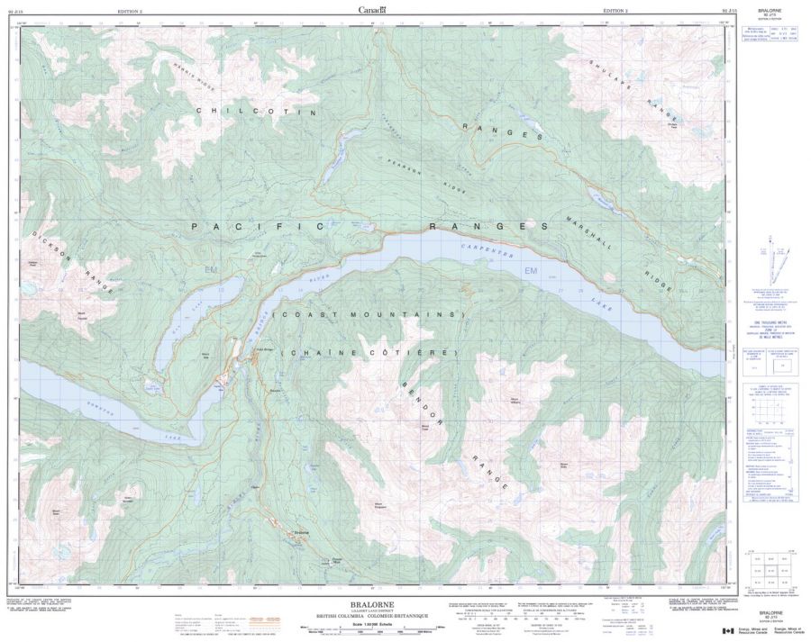 Bralorne - 92 J/15 - British Columbia Map