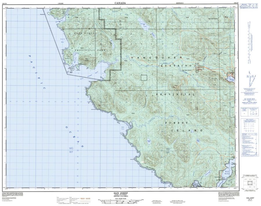 San Josef - 102 I/9 - British Columbia Map
