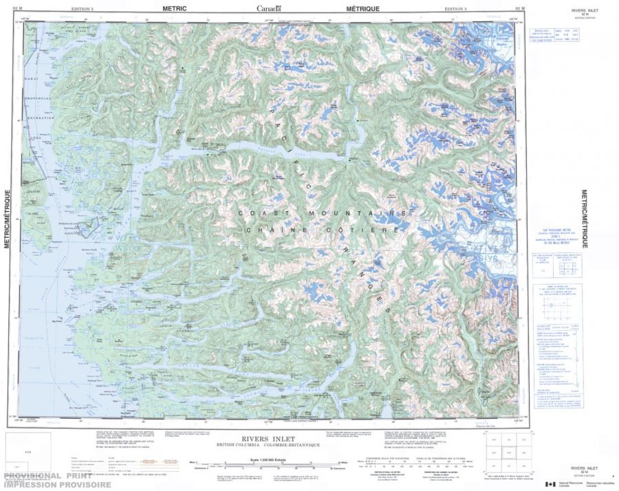 Rivers Inlet - 92 M - British Columbia Map