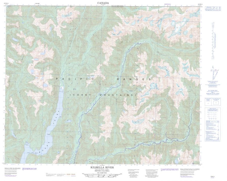 Kilbella River - 92 M/14 - British Columbia Map