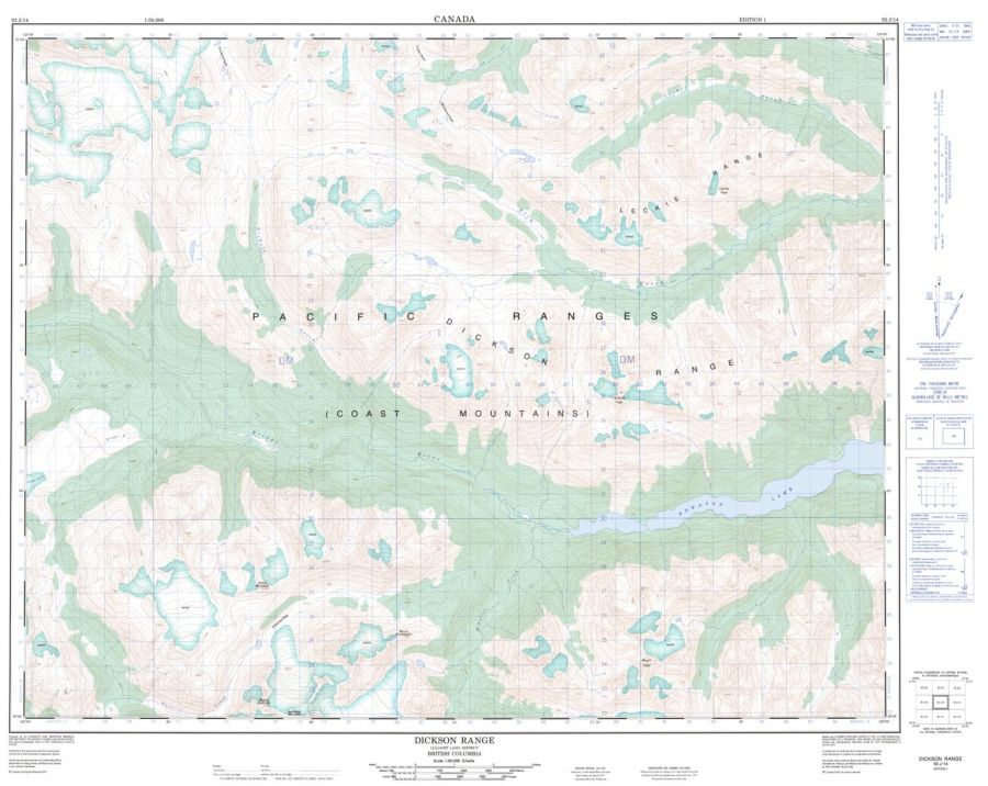 Dickson Range - 92 J/14 - British Columbia Map