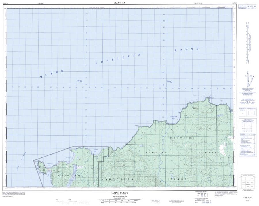 Cape Scott - 102 I/16 - British Columbia Map
