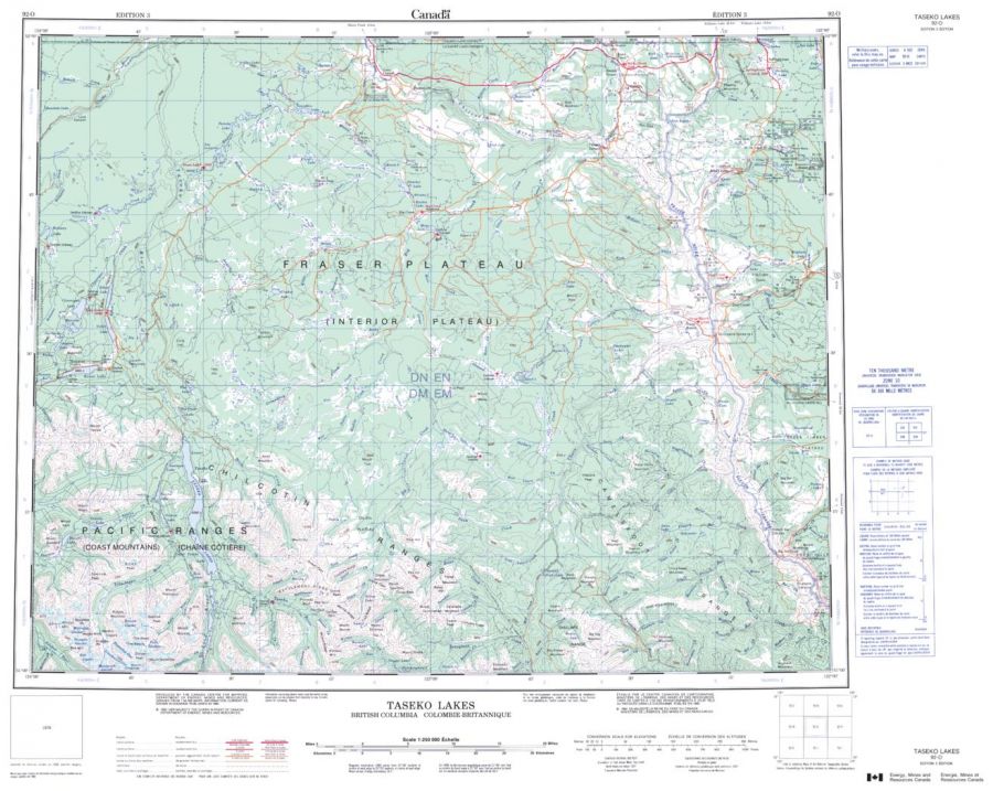 Taseko Lakes - 92 O - British Columbia Map