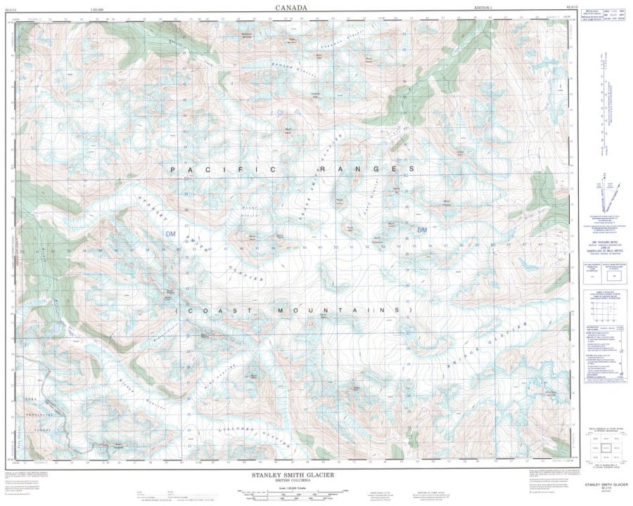 Stanley Smith Glacier - 92 J/13 - British Columbia Map