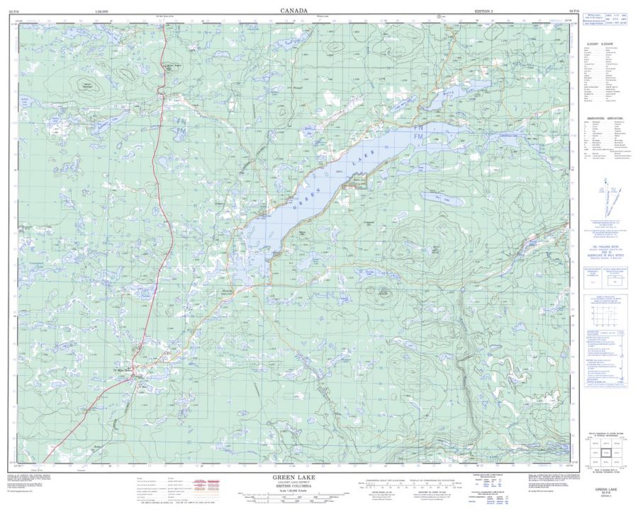 Green Lake - 92 P/6 - British Columbia Map