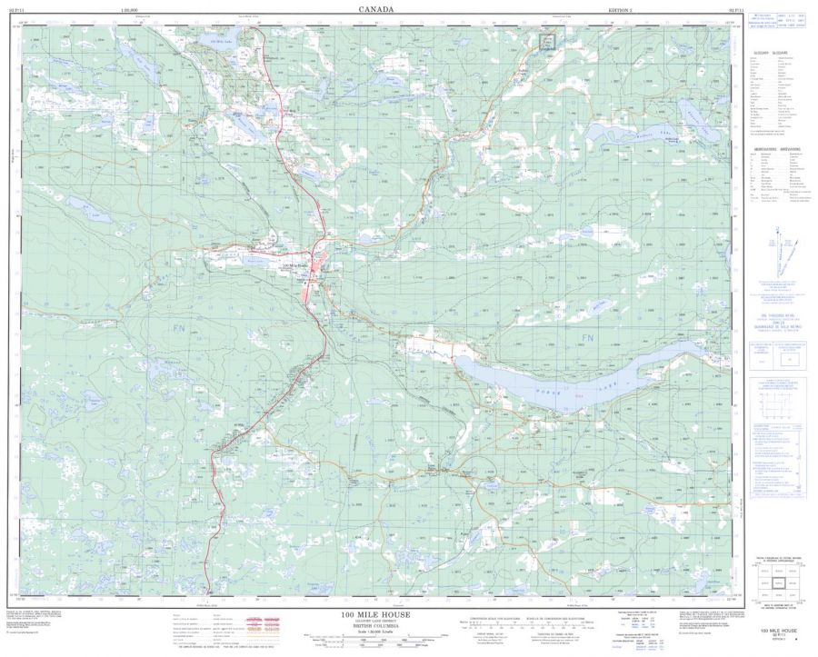 100 Mile House - 92 P/11 - British Columbia Map