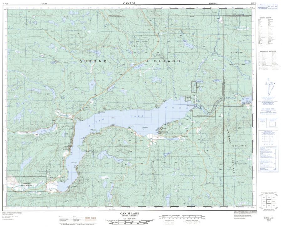 Canim Lake - 92 P/15 - British Columbia Map