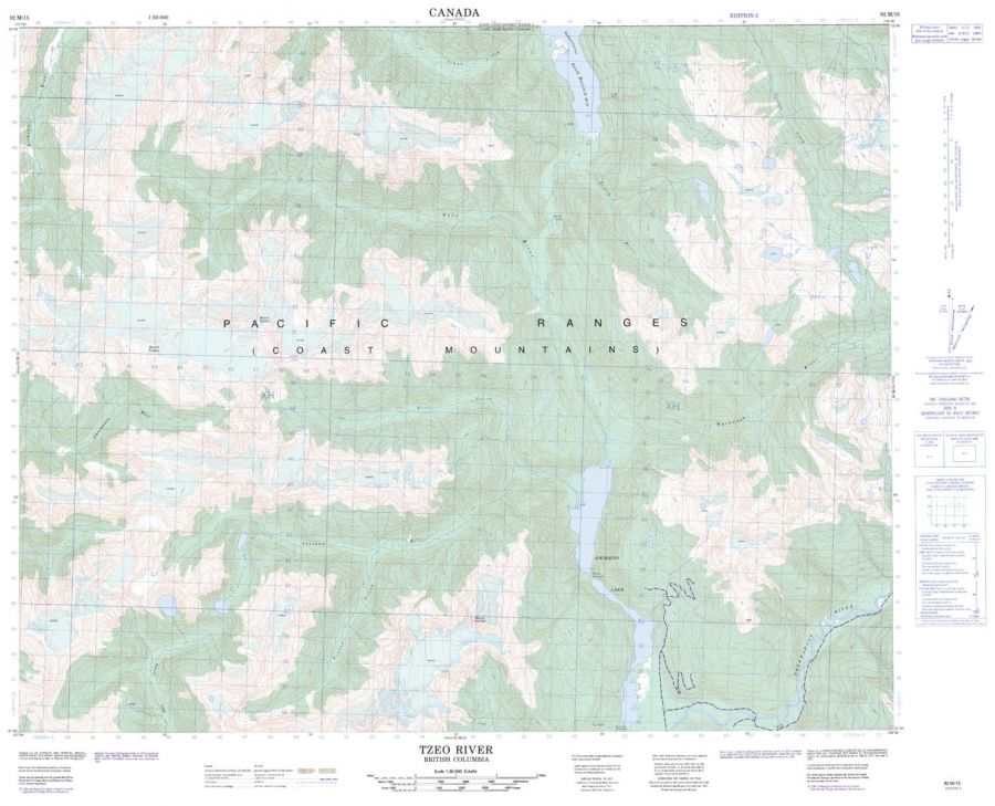 Tzeo River - 92 M/15 - British Columbia Map