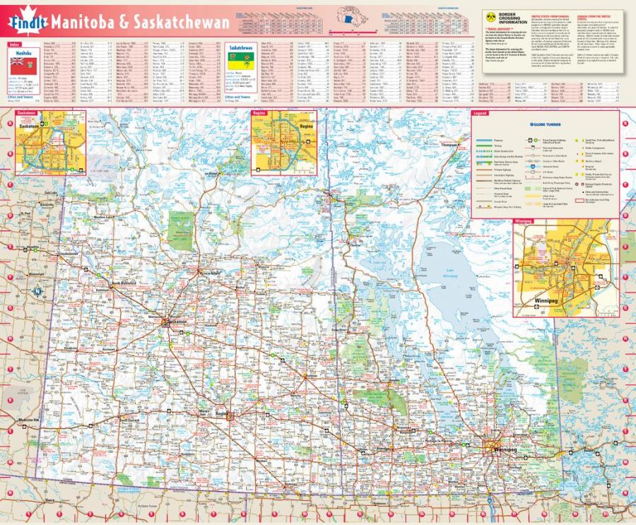 Manitoba Saskatchewan Wall Map